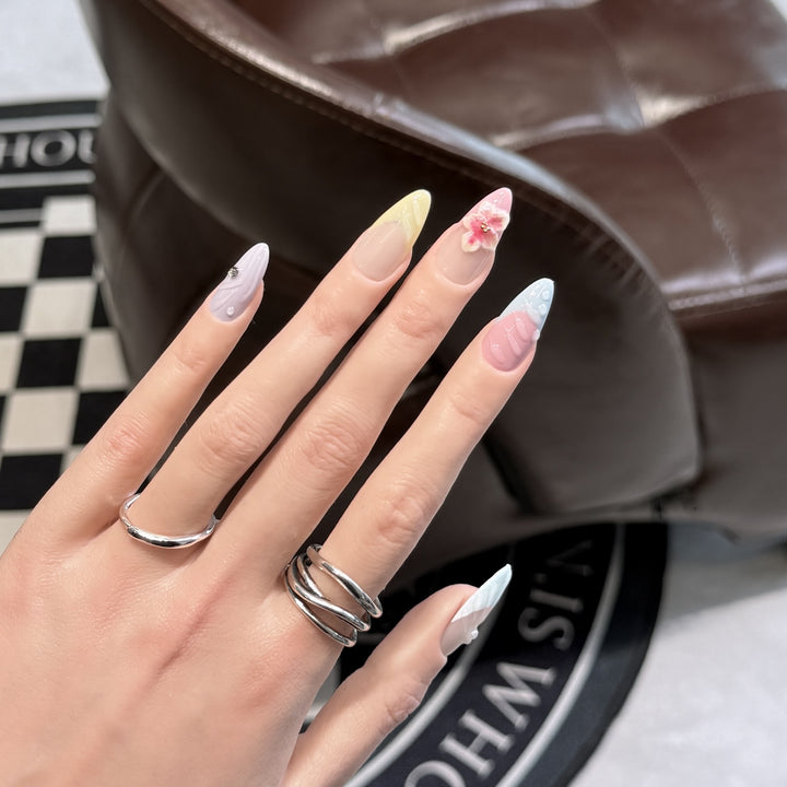 Artistic Floral Stiletto Press-On Nail Set Stornfield