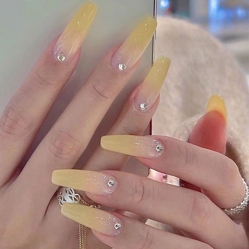Rhinestone-Embellished Long-Lasting Press-On Nail Set