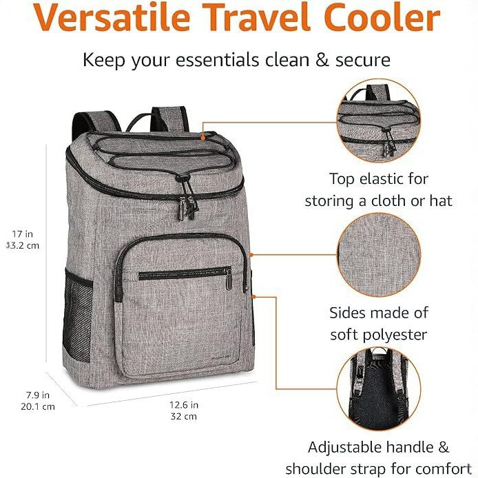 Unisex nano insulated lunch backpack with insulating inner lining and multifunctional organizer pockets Stornfield