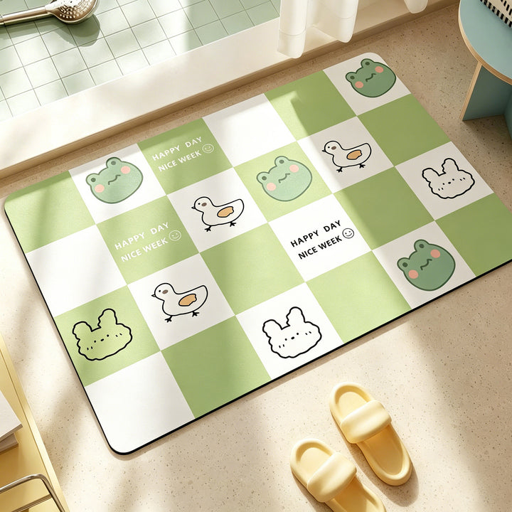 Cartoon Cat-Themed Bath Rug Stornfield