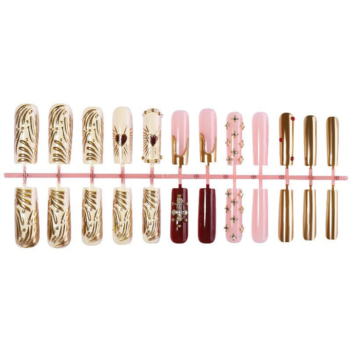 Decorative Press-On Nail Art Set with Elegant Embellishments Stornfield