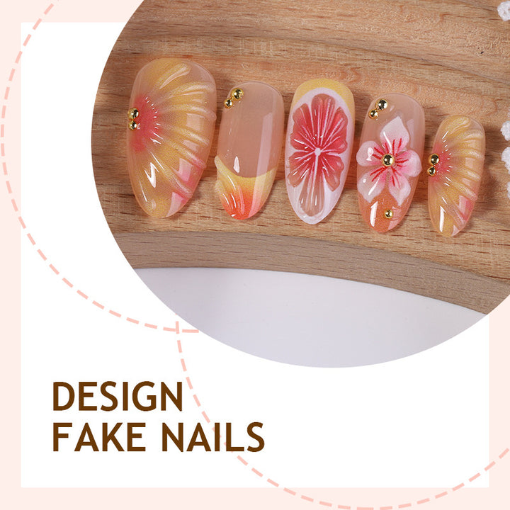 Nail Art Set with Floral and Shiny Accents Stornfield