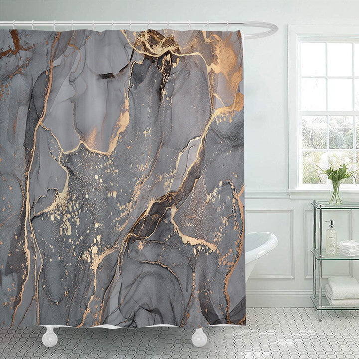 Elegant Marble-Patterned Shower Curtain Stornfield