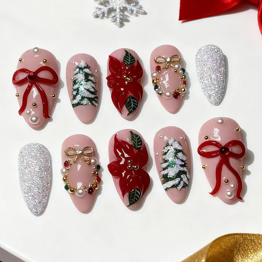 Festive Holiday-Themed Press-On Nail Art Set Stornfield 1790636494