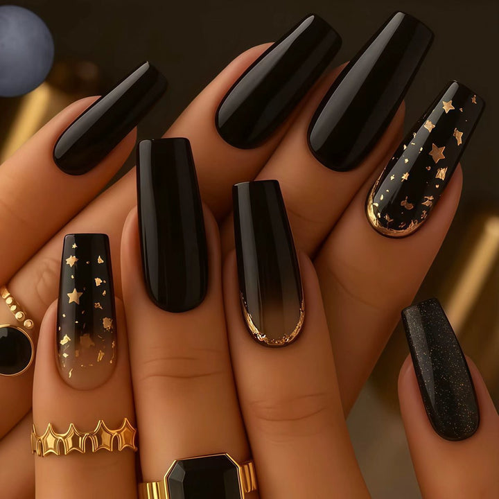 Glamorous Starry Night-Inspired Press-On Nail Set Stornfield