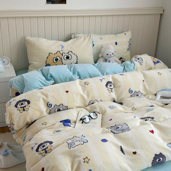 Cute Themed Fleece Bedding Set