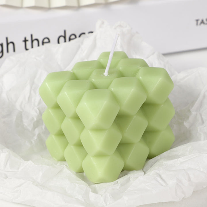Geometric Honeycomb Cube Sculptural Soy Candle