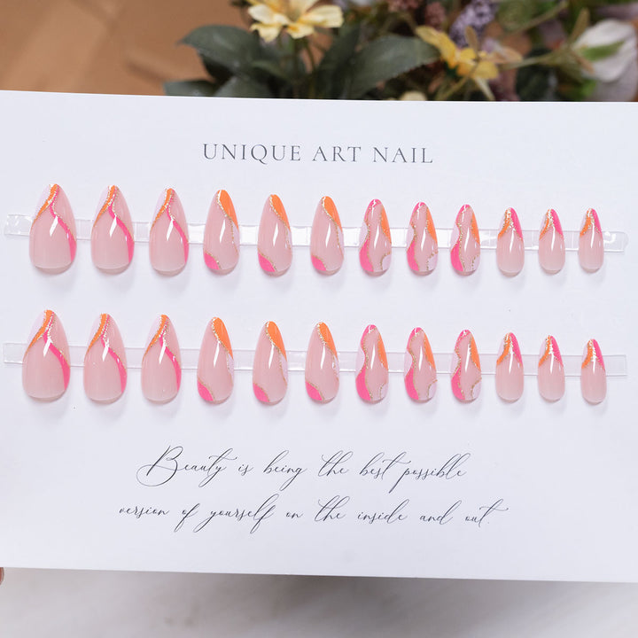 Artistic Glitter-Enhanced Stiletto Nail Art
