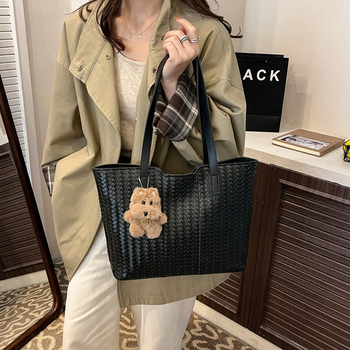 Woven Leather Shoulder Tote Bag Stornfield
