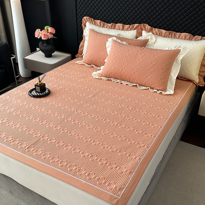 Quilted Microfiber Bedspread Set with Ruffled Pillow