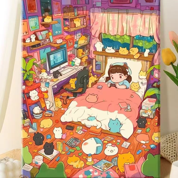 Playful Illustrated Bedroom Decor Canvas Art Stornfield