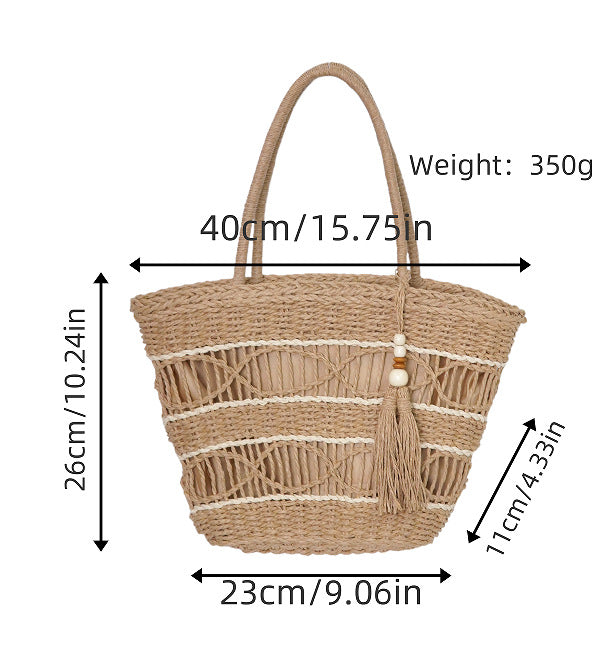 Braided basket bag with tassel details Stornfield