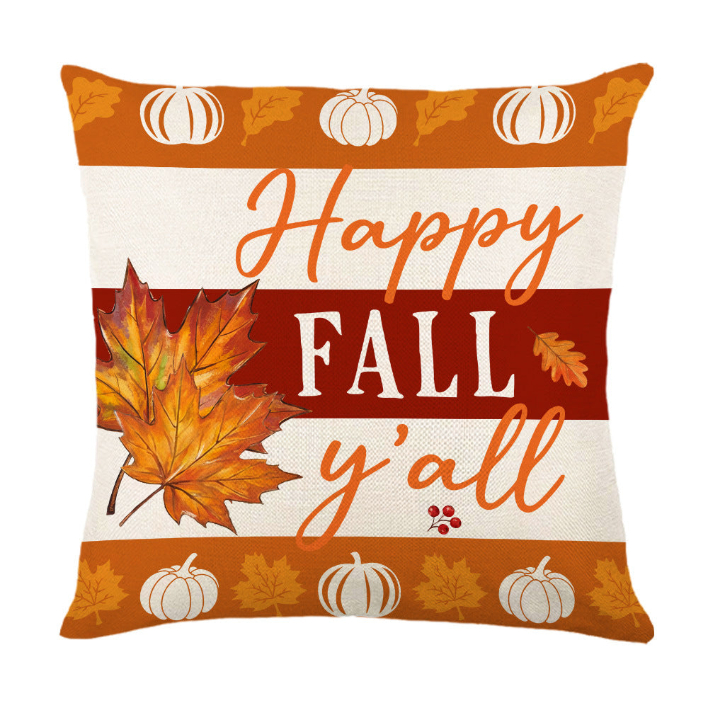 Decorative Autumn Basket Pumpkin Sunflower Square Pillow Cover with Hidden Zipper