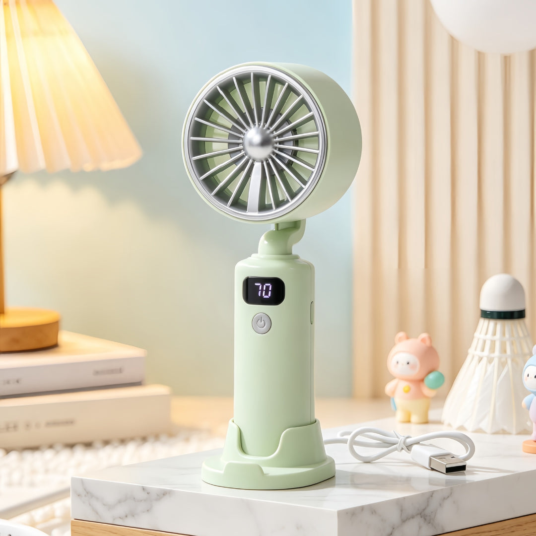 Women's Portable Table Fan with Digital Speed Display Stornfield