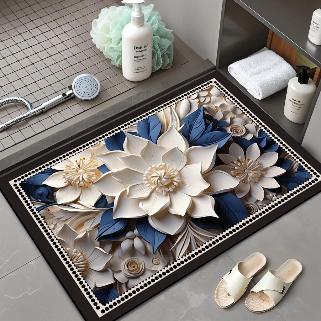 Floral Patterned Memory Foam Bath Mat Stornfield