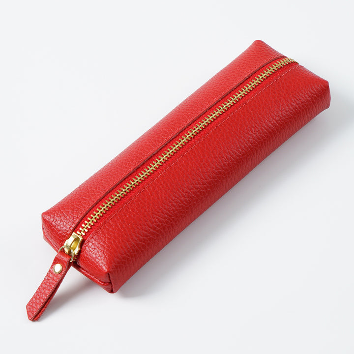 Premium Leather Pencil Case with Gold Zipper