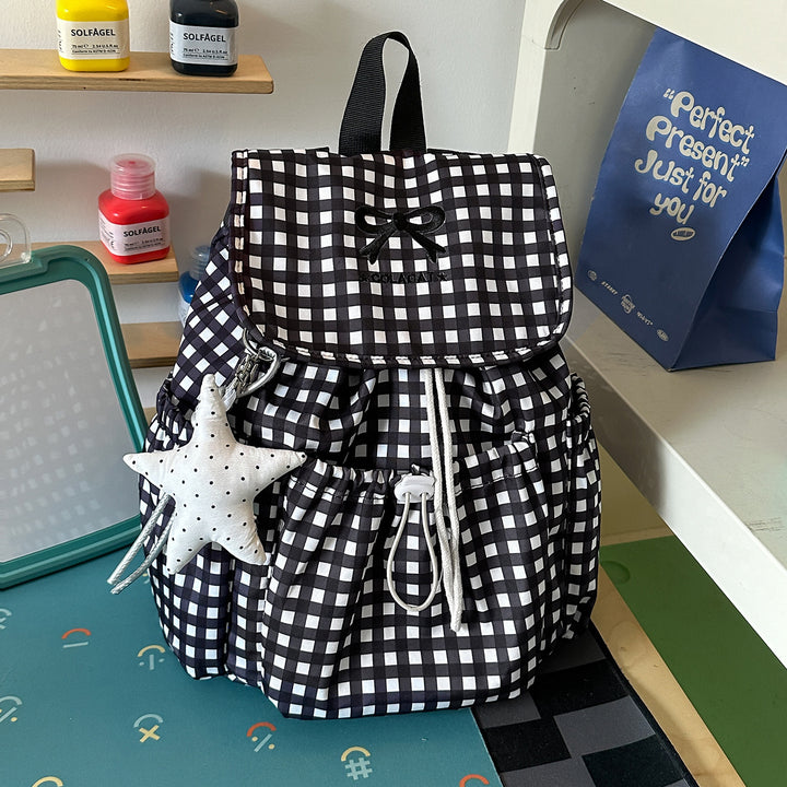 Cute Checked Patterned Drawstring Backpack Stornfield