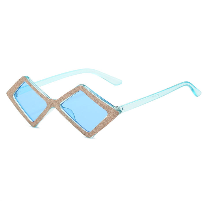 Ladies futuristic, geometric sunglasses with glittering frame Stornfield