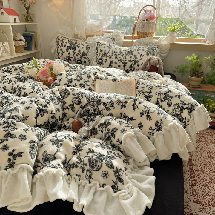 Floral Print Quilted Comforter Set