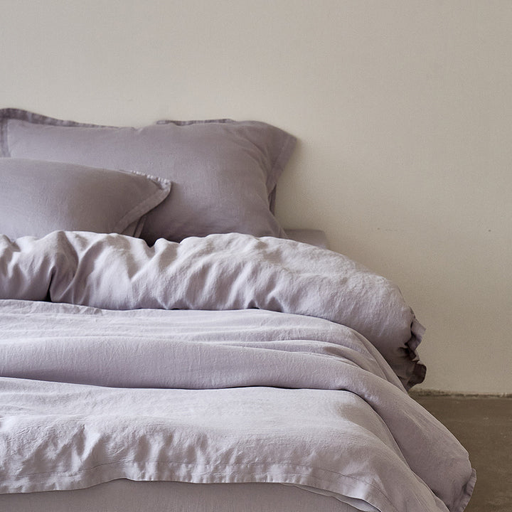 Washed Linen-Cotton Duvet Cover Set with Relaxed Stonewash Texture and Hidden Closure