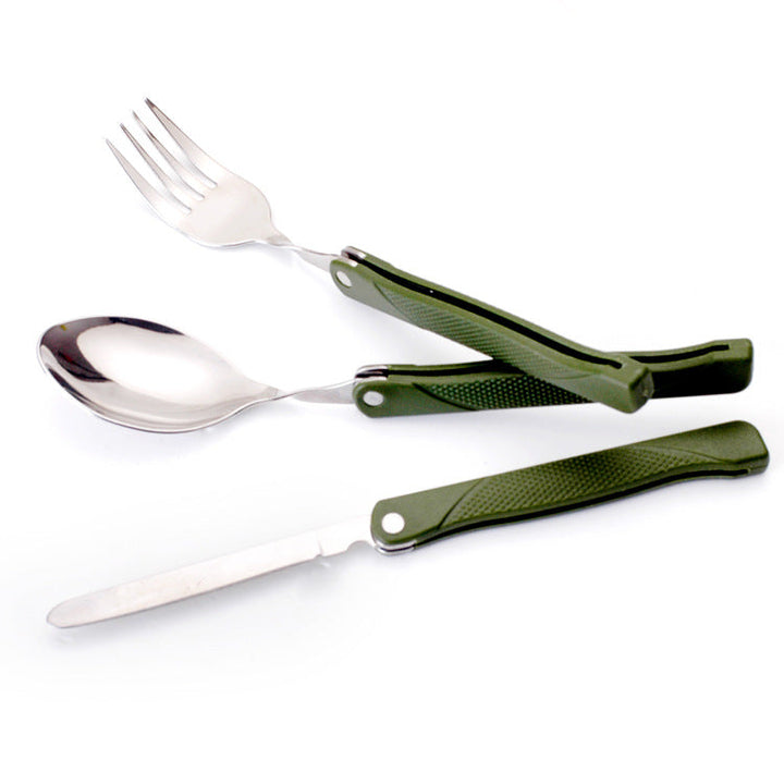 compact folding camping cutlery set with high-grade stainless steel utensils and tactical nylon pouch Stornfield