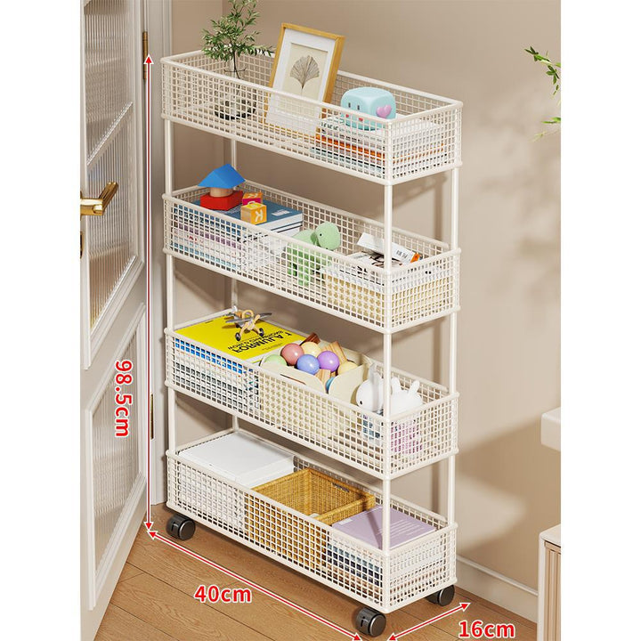 Slim Vertical Mesh Basket Organizer Rack for Narrow Spaces