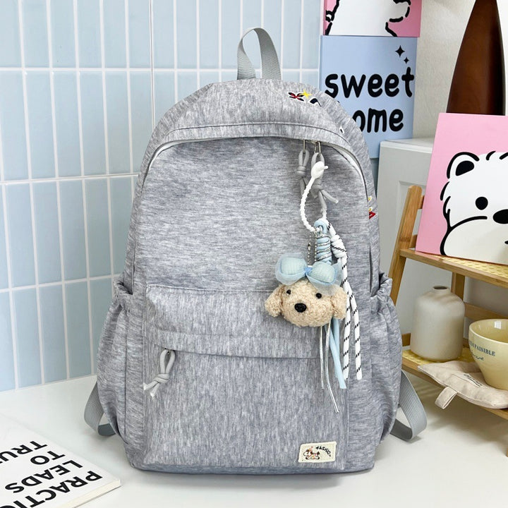 Casual Soft Fabric Backpack with Cute Charm Stornfield