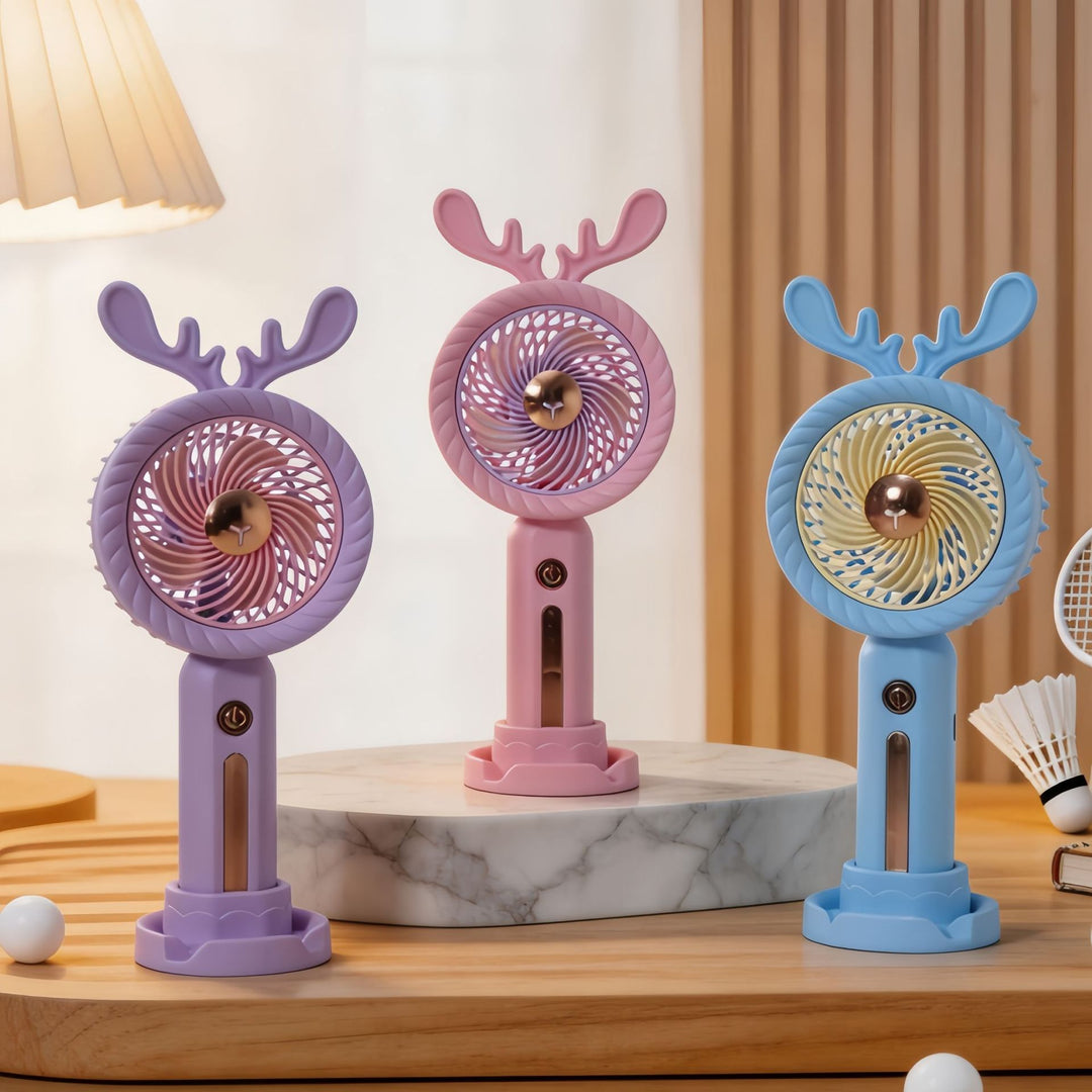 Women's Portable Hand Fan with Creative Antler Design Stornfield