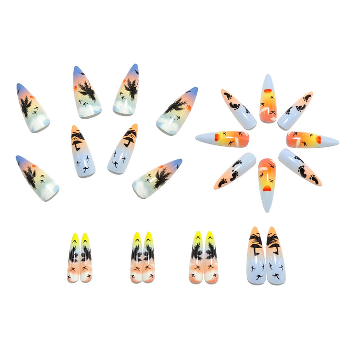 Artificial nails with tropical sunset design Stornfield