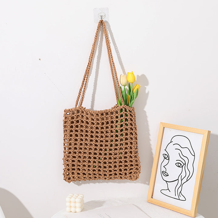 Handmade cotton carrier with decorative net design Stornfield
