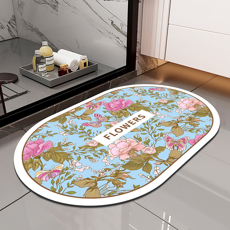 Floral-Themed Non-Slip Bath Mat for Bathroom
