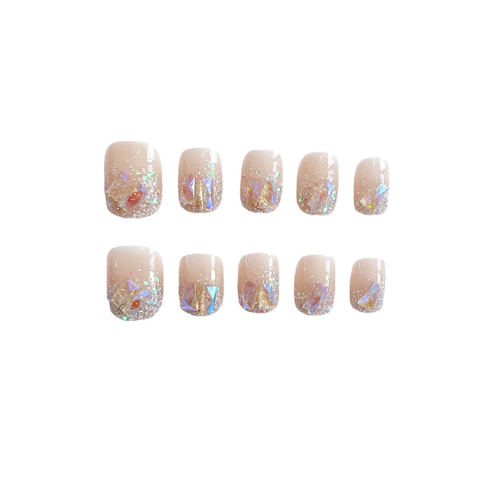 Glittering artificial nails with holographic accents Stornfield