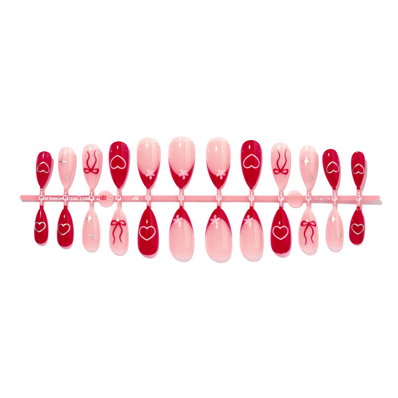 Decorative Press-On Nail Set with Charming Cherry and Bow Designs Stornfield