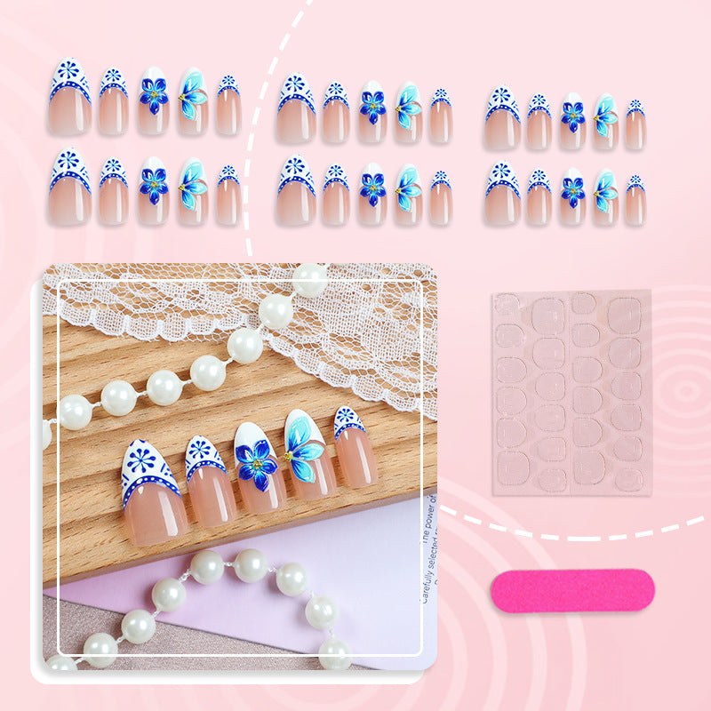 Artistic Floral-Decorated Press-On Nail Set