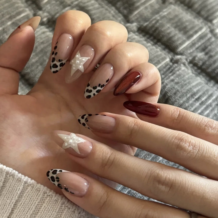 Stylish Press-On Nail Set with Artistic Designs