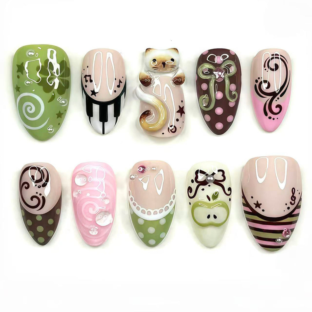 Themed Artistic Press-On Nail Design Set