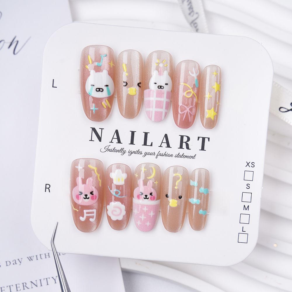 Artificial nails with elegant ombre effect and glitter coating Stornfield