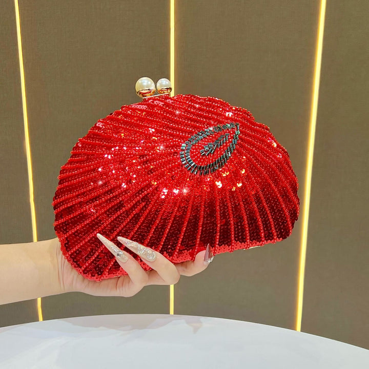 Beaded Shell-Shaped Evening Clutch