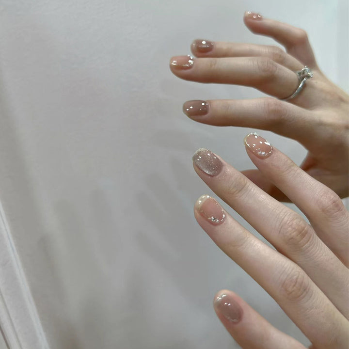 Artistic Press-On Nail Set with Glittery Star Accents Stornfield