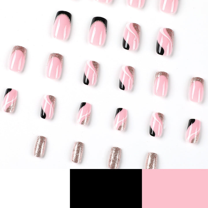 Trendy Nail Art with Glitter and Wave Accents Stornfield