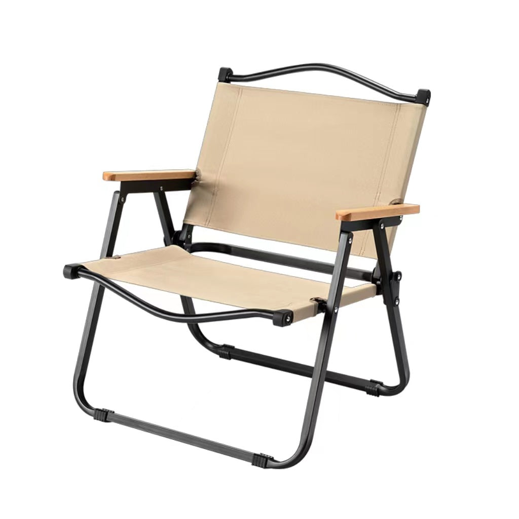 Ladies folding chair with wooden armrests Stornfield