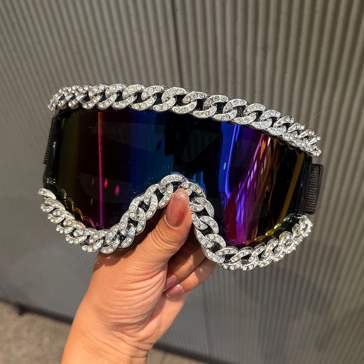 Ladies sporty elegant ski goggles with rhinestone decorated frame Stornfield