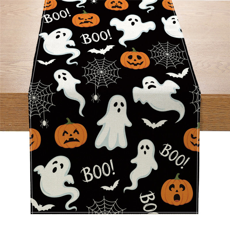 Halloween Jack-o'-Lantern Decorative Cotton Table Runner