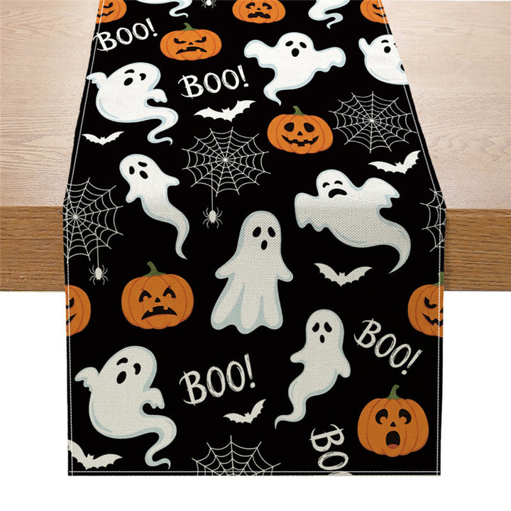 Halloween Jack-o'-Lantern Decorative Cotton Table Runner