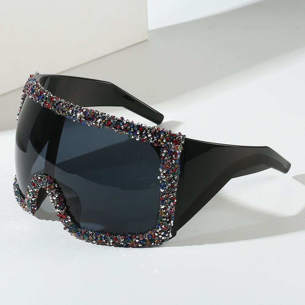 Women's Sporty Oversized Sunglasses with Rhinestone Embellishments Stornfield