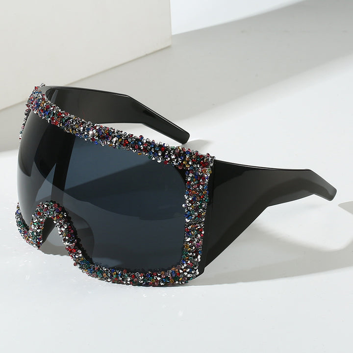 Women's Sporty Oversized Sunglasses with Rhinestone Embellishments Stornfield