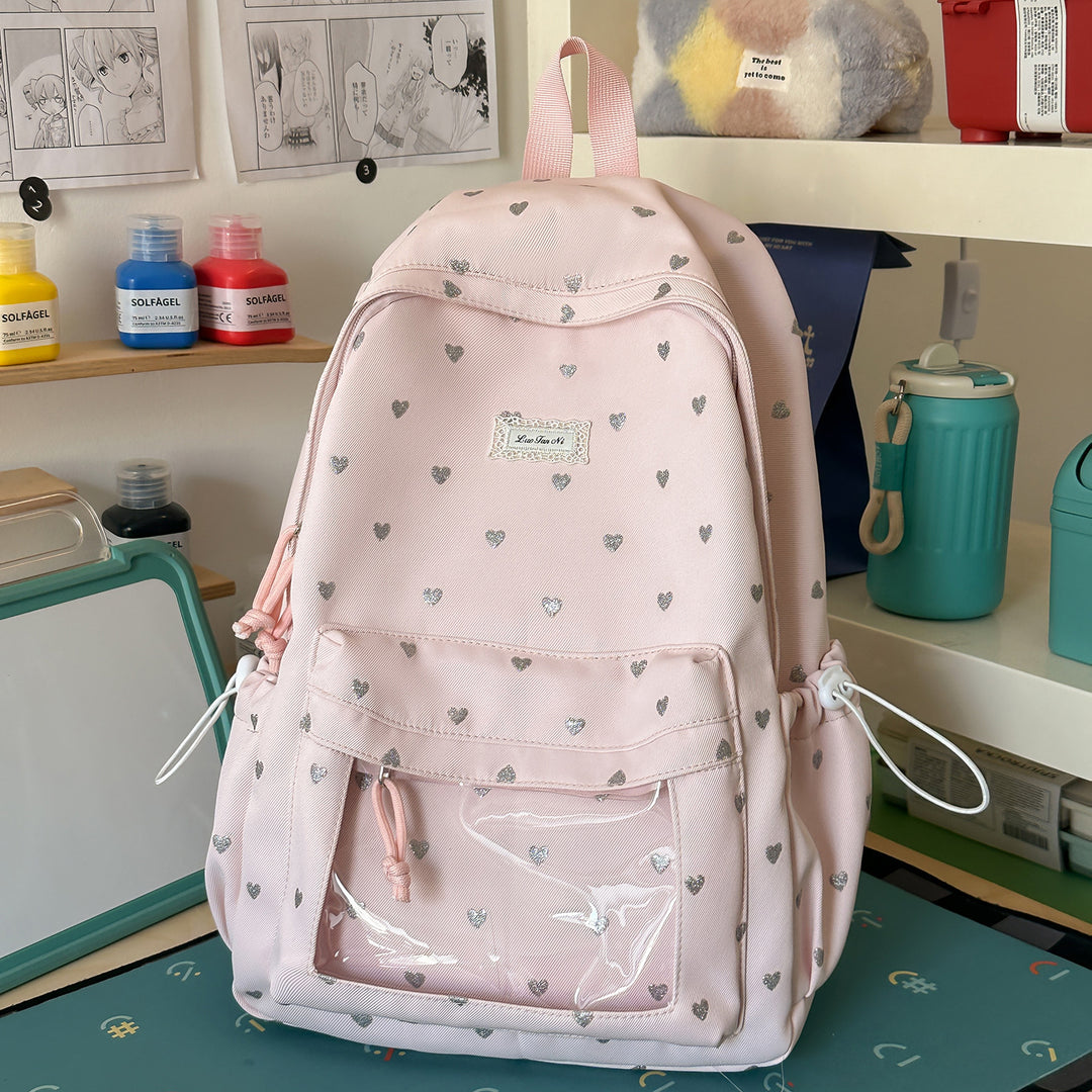 Heart-Print Stylish Backpack Stornfield