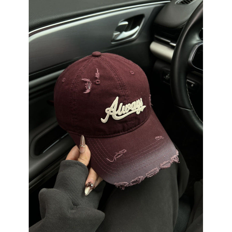 Women's Distressed Denim Style Baseball Cap Stornfield