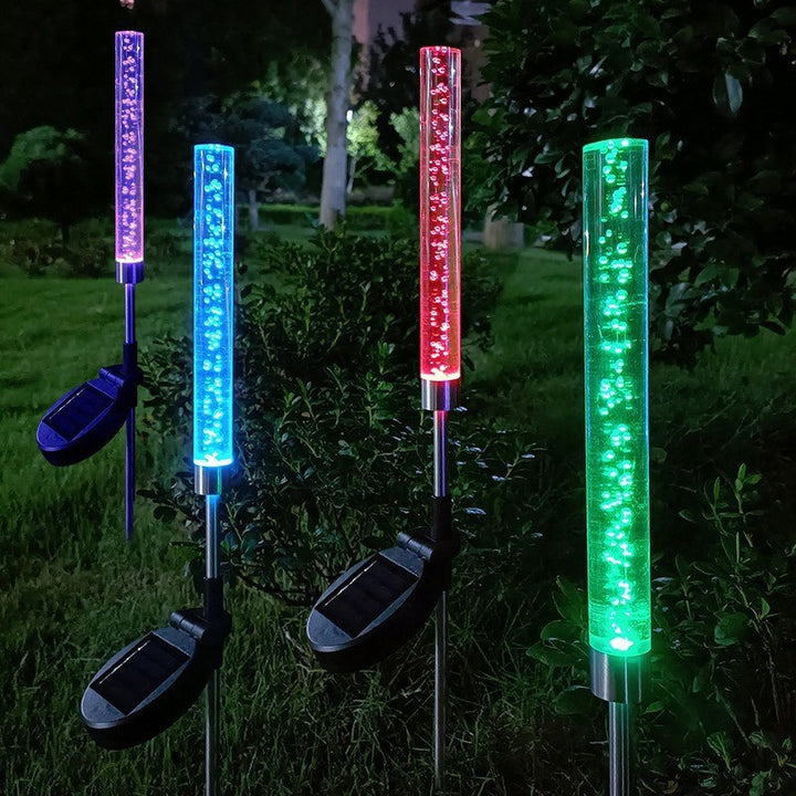 RGB Bubbling Acrylic Garden Stake With Adjustable Stainless Steel Spike And Dusk-To-Dawn Sensor Stornfield
