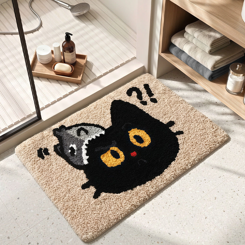 Plush Cartoon Cat Bath Mat